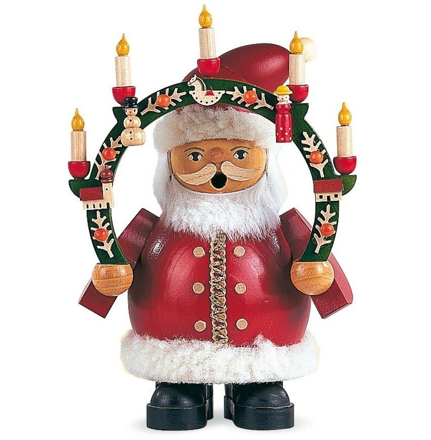German Volkskunst Erzgebirgische Mountain candle - Santa under Claus - Smoker Ore Nutcrackers arch
